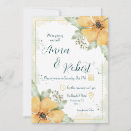 Invitación Naranja Poppy Watercolor Florals Boda