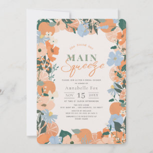 Invitación Naranja principal de apretón con ducha de novia fl
