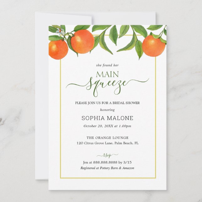 Invitación Naranja principal de la brisa (Anverso)