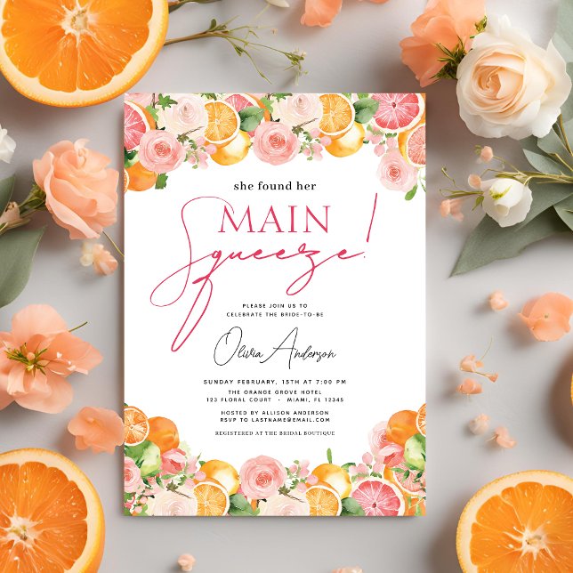 Invitación Naranja principal de la ducha de la novia del citr (Subido por el creador)