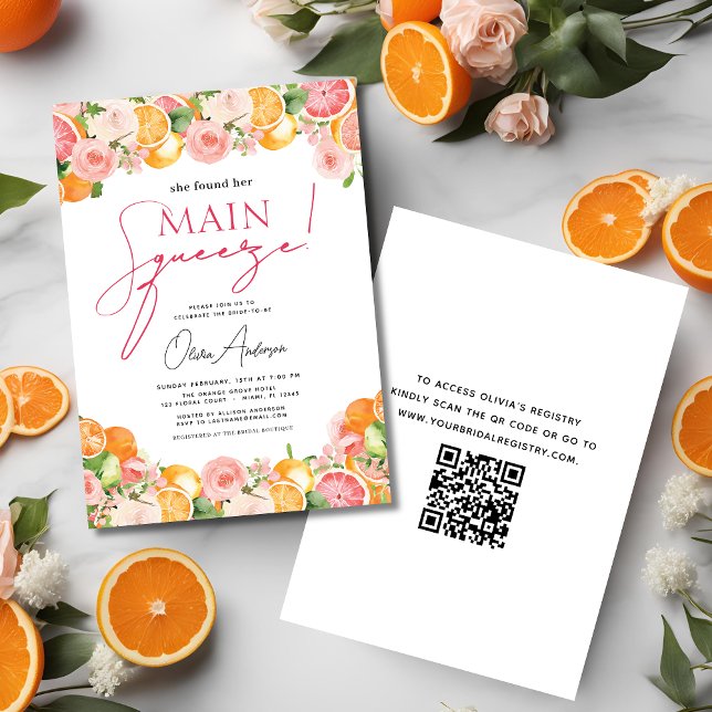 Invitación Naranja principal de la ducha de la novia del citr (Subido por el creador)