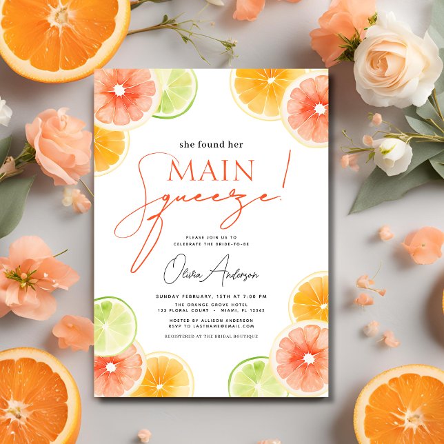 Invitación Naranja principal de la ducha de la novia del citr (Subido por el creador)