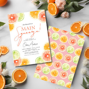 Invitación Naranja principal de la ducha de la novia del citr