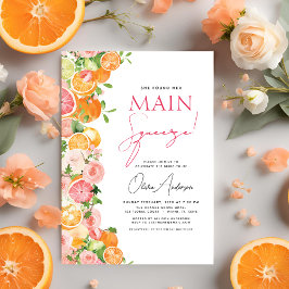 Invitación Naranja principal de la ducha de la novia del citr