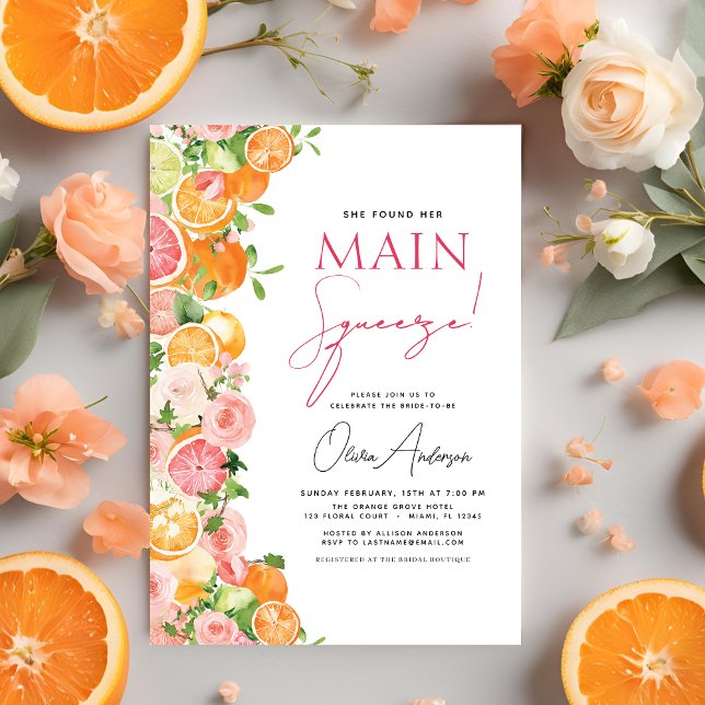 Invitación Naranja principal de la ducha de la novia del citr (Subido por el creador)