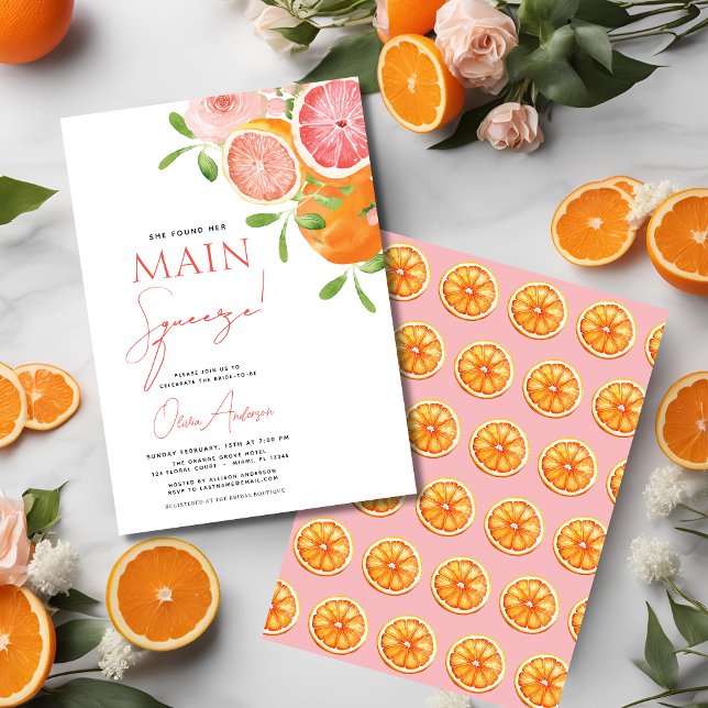 Invitación Naranja principal de la ducha de la novia del citr (Subido por el creador)