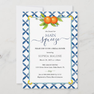 Invitación Naranja principal de presión ducha de novia Invita