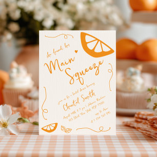 Invitación Naranja Principal Squeeze Hand Drake Bridal Shower