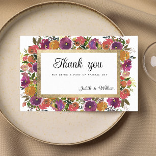 Invitación Naranja púrpura botánico oro rosa floral Gracias