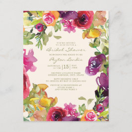 Invitación Naranja púrpura ducha de novia floral amarilla