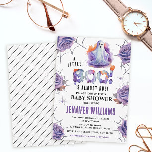 Invitación Naranja púrpura pequeño boom bebé fantasma ducha