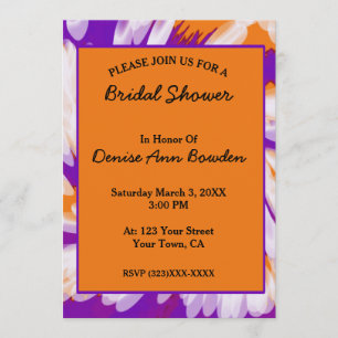 Invitación Naranja púrpura Tye Swirl Bridal Shower
