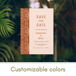 Invitación Naranja quema bohemio estilo jungla salva la fecha