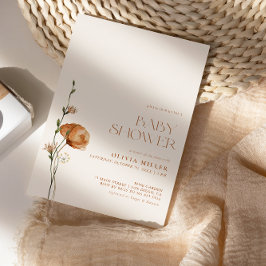 Invitación Naranja Quemada de Caída de Wildflower Baby Shower