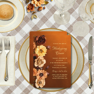 Invitación Naranja quemada de cobre Dahlia Thankending