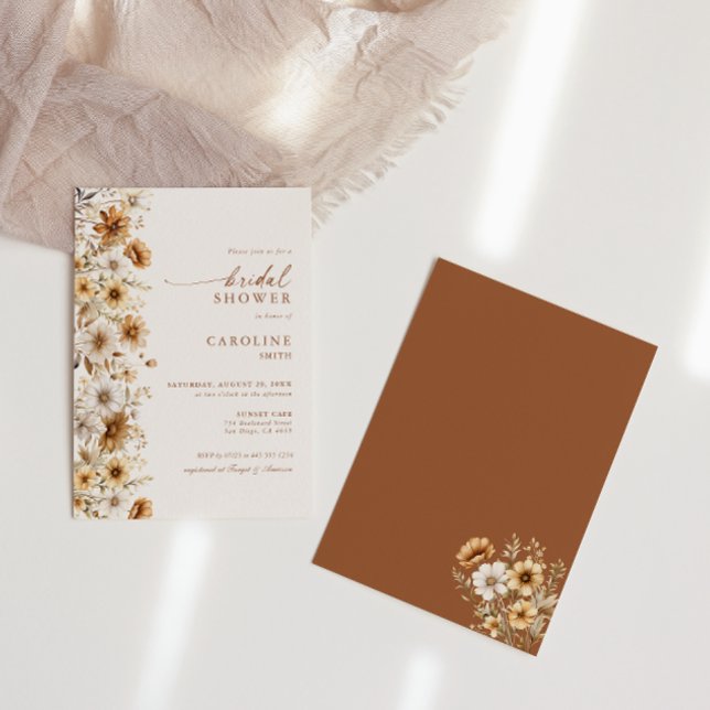 Invitación Naranja quemada Flor silvestre Bridal Shower Flora (Subido por el creador)