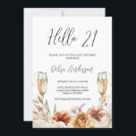 Invitación Naranja quemada Floral y Gafas 21º cumpleaños<br><div class="desc">Invitación de cumpleaños 21ª Naranja quemada Floral y Gafas Saludos Dulce invitación de 21 cumpleaños con dos gafas altas y un encantador naranja quemado bohemia y arreglos florales beige. Este diseño también presenta un tipo de letra de caligrafía moderna editable.</div>