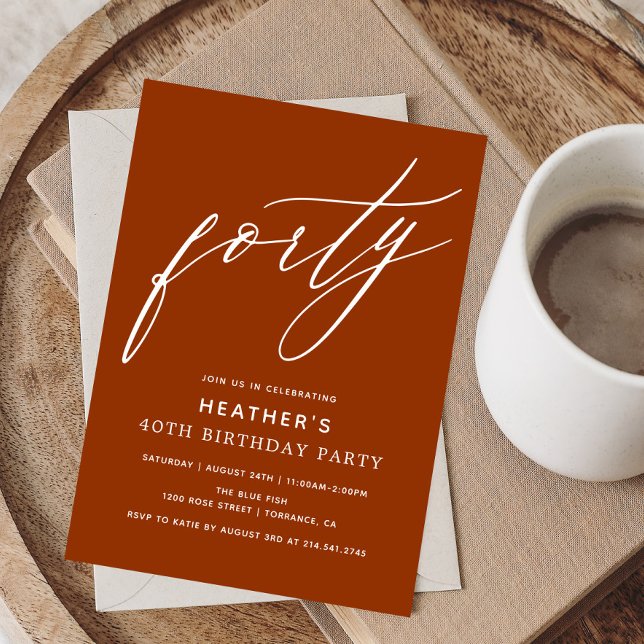 Invitación Naranja quemada minimalista Fiesta de cumpleaños 4 (Subido por el creador)