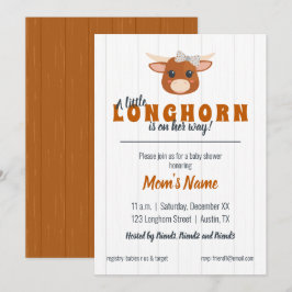 Invitación Naranja quemada por Longhorn, niña bebé, Baby Show
