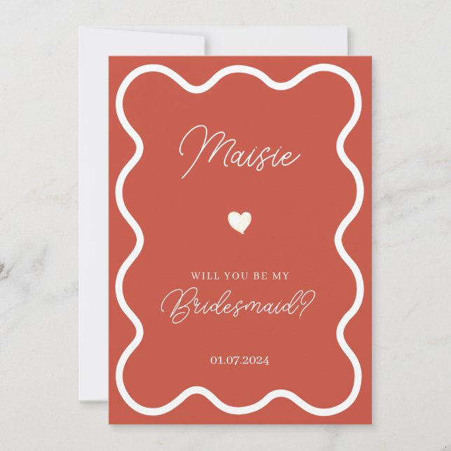 Invitación Naranja quemada, serás mi propuesta de dama de hon (Anverso)
