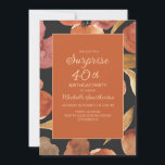 Invitación Naranja quemada Terracotta Floral Black Surprise 4<br><div class="desc">Elegante óxido,  naranja quemado y acuarela de terracota floral sobre la sorpresa personalizado negro 40 invitaciones a fiesta de cumpleaños.</div>