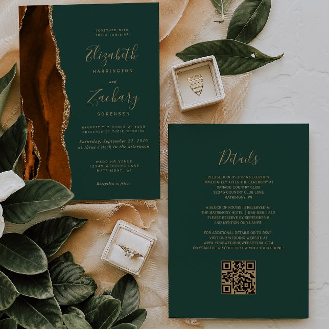 Invitación Naranja quemado Agate de Oro Boda de código QR ver (Subido por el creador)
