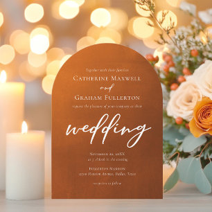 Invitación Naranja quemado Arch Boda bohemio ruso