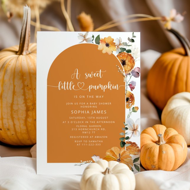 Invitación Naranja Quemado Bocina de calabaza para bebé (Subido por el creador)