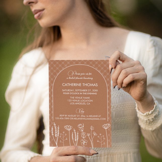 Invitación Naranja quemado Boda de arco de Bohemia (Subido por el creador)