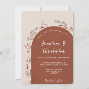 Invitación Naranja quemado Boda de Terracota de Arco Floral M