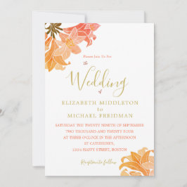 Invitación Naranja quemado boda Floral Elegante