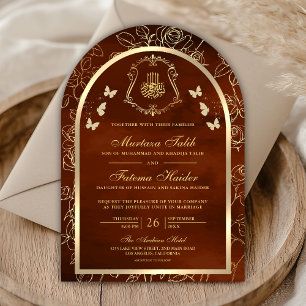 Invitación Naranja quemado Boda musulmán del Arco de la Marip