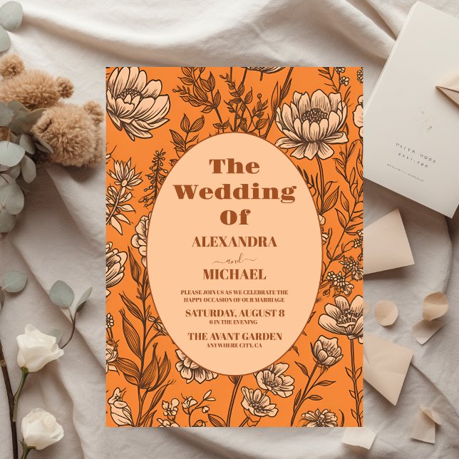 Invitación Naranja quemado Boda Wildflowers (Subido por el creador)