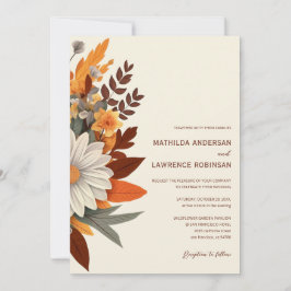 Invitación Naranja Quemado Boho Boda Floral Terracotta