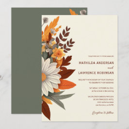 Invitación Naranja Quemado Boho Boda Floral Terracotta