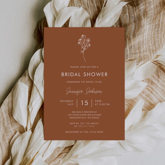 Invitación Naranja Quemado Boho Flor silvestre ducha de novia (Subido por el creador)
