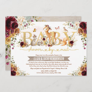 Invitación Naranja quemado Burgundy Woodland Baby Shower Por 