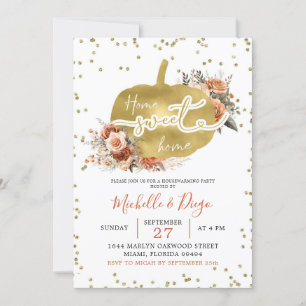 Invitación Naranja quemado Calabaza Hogar Dulce Hogar Calenta