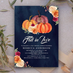 Invitación Naranja quemado con calabaza de calabaza floral du
