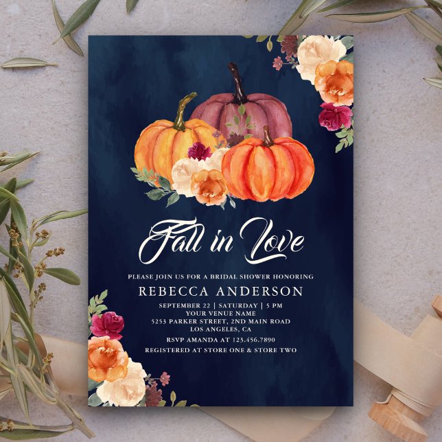 Invitación Naranja quemado con calabaza de calabaza floral du (Subido por el creador)