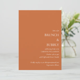 Invitación Naranja quemado con ducha de novia de brunch mínim