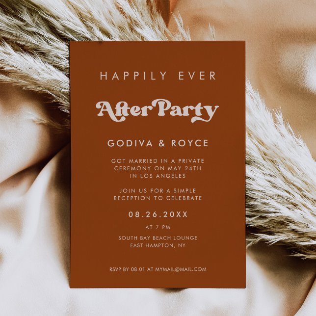Invitación Naranja quemado con estilo Feliz para siempre desp (Subido por el creador)