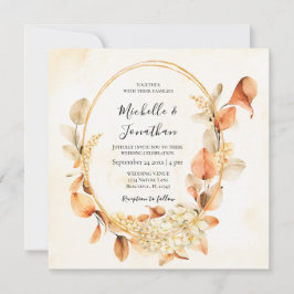 Invitación Naranja quemado Cream Fall Boda cristiano floral