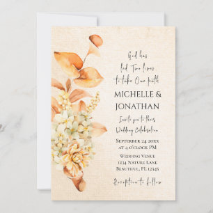 Invitación Naranja quemado Cream Floral Cristiano Boda