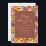 Invitación Naranja quemado Cream Rust Floral 21 cumpleaños<br><div class="desc">naranja quemada en bonito,  roya y color crema acuarela floral invitación a la fiesta de cumpleaños número 21 de las mujeres. Comuníquese conmigo para obtener ayuda con la personalización o para solicitar productos de combinación o coordinación de Zazzle</div>