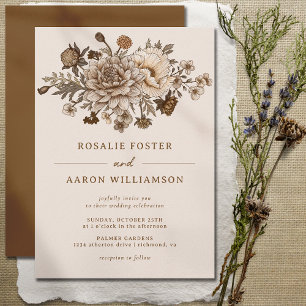Invitación Naranja quemado crema oreja elegante Boda del Boho
