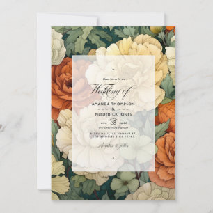 Invitación Naranja quemado, crema y Boda floral verde de Moss