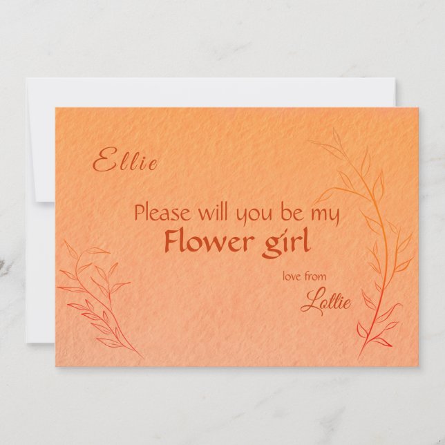 Invitación Naranja quemado de arte de línea deja a Ombré Boda (Anverso)