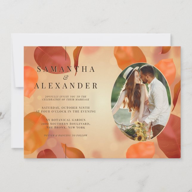 Invitación Naranja Quemado de Boho deja Boda de código QR (Anverso)