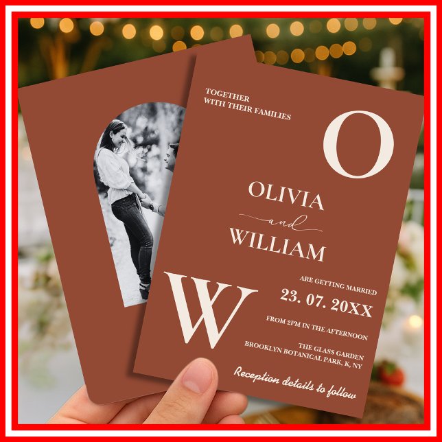 Invitación Naranja quemado de Boho Terracotta Boda de fotogra (Subido por el creador)